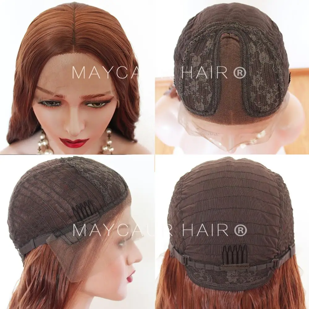 Maycaur парики на кружеве длинные волнистые волосы имбирь оранжевый цвет# 1B синтетические парики для черных женщин термостойкие мягкие волосы