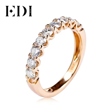 

EDI Half Eternal Wedding Band 14K Rose Gold Moissanites Lab Grown Diamond Ring To Women 0.9cttw Brilliant Eternity Band