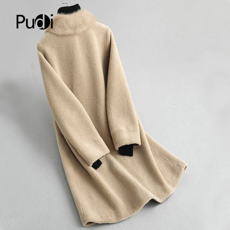 PUDI A19024 женская зимняя куртка из натурального шерстяного меха с воротником из натурального меха норки для отдыха, шуба для девушек, Женская куртка, пальто