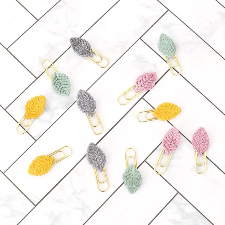 10pcs in equally Новейший каваи 10 шт./лот кленовые листья металлический зажим для бумаги Скрапбукинг декоративный книжный файл памятки зажимы школьные канцелярские принадлежности - Цвет: 10pcs in equally