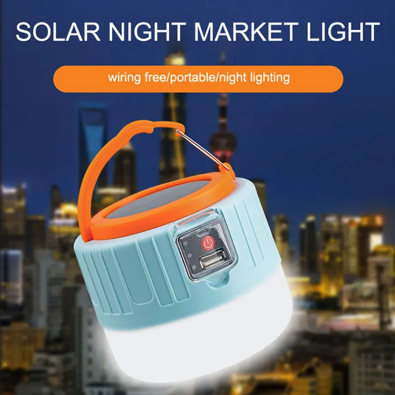 Solar LED Camping Lamp USB Rechargeable Outdoor Tent Lights Portable Emergency Lantern