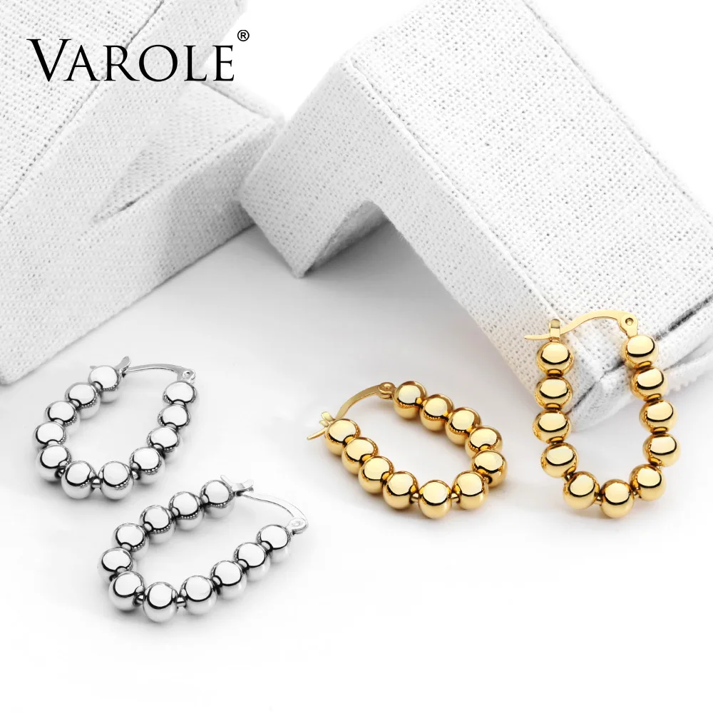 VAROLE u-образные серьги-кольца золотого цвета, металлические шариковые серьги из нержавеющей стали, круглые серьги для женщин, ювелирные изделия