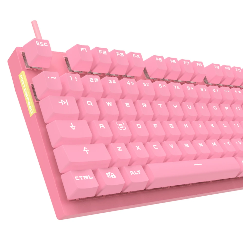 MOTOSPEED Professional Gaming Mechanical Keyboard RGB Rainbow Backlit 87 Keys Illuminated Computer USB for Mac & PC Pink