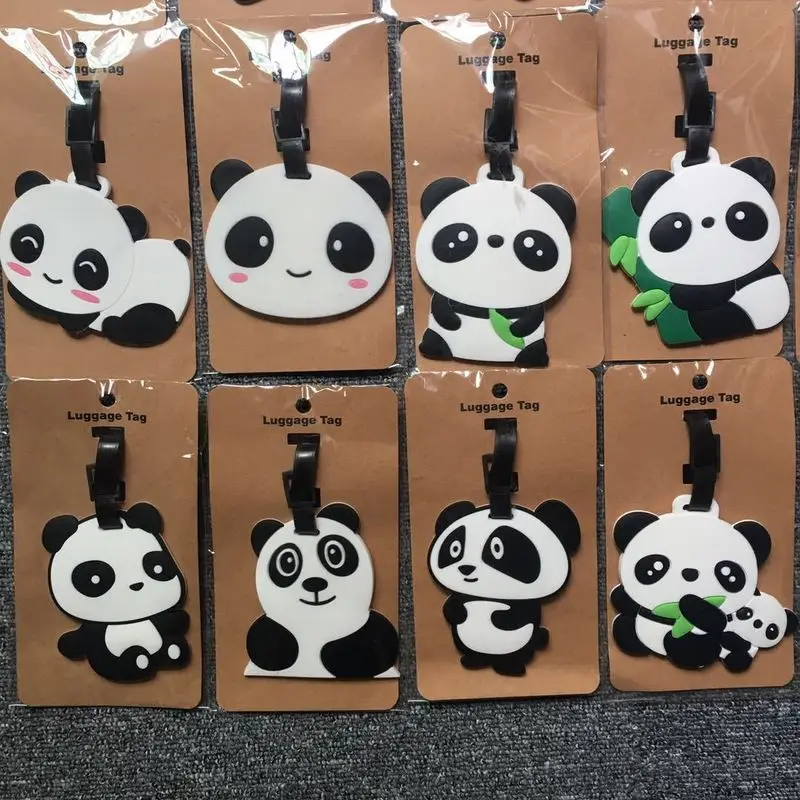 1 шт., серия Panda, аниме, для путешествий, брендовая багажная бирка на чемодан, ID адрес, портативный держатель тегов, багажные этикетки, Новинка