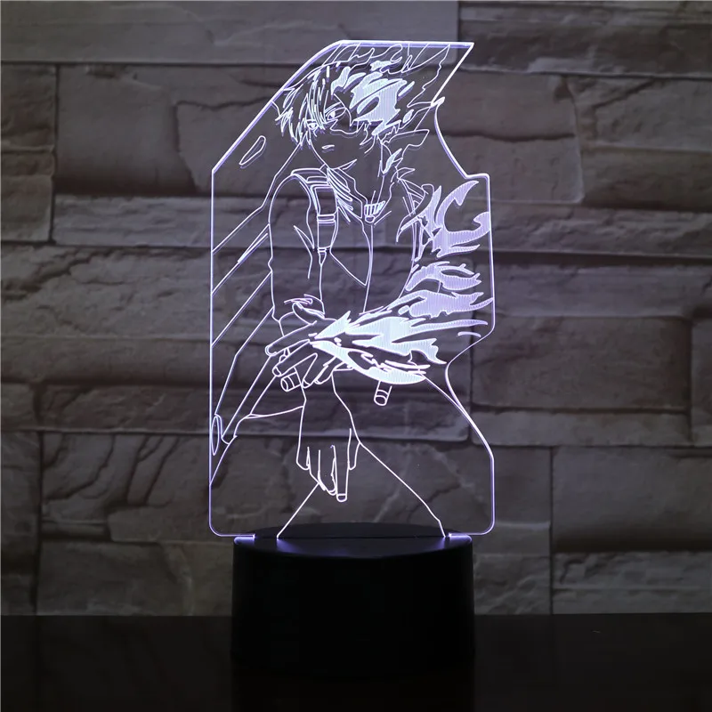 Мой герой Todoroki шото Рисунок USB 3D светодиодный ночной Светильник для мальчиков, для малышей и детей постарше, футболка подарки для костюмированной вечеринки по японскому аниме настольная лампа прикроватный