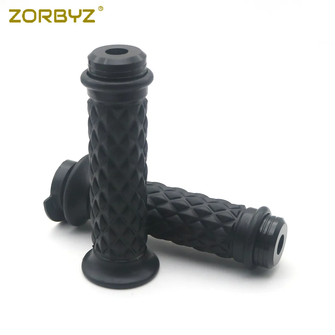 ZORBYZ Ретро 7/" 22 мм резиновые алмазные рукоятки для руля с металлическими боковыми барными наконечниками для Harley Honda Suzuki на заказ