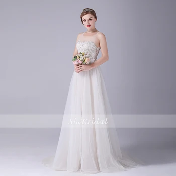 

A-line Sweetheart Court Train Chiffon Wedding Dress with Lace