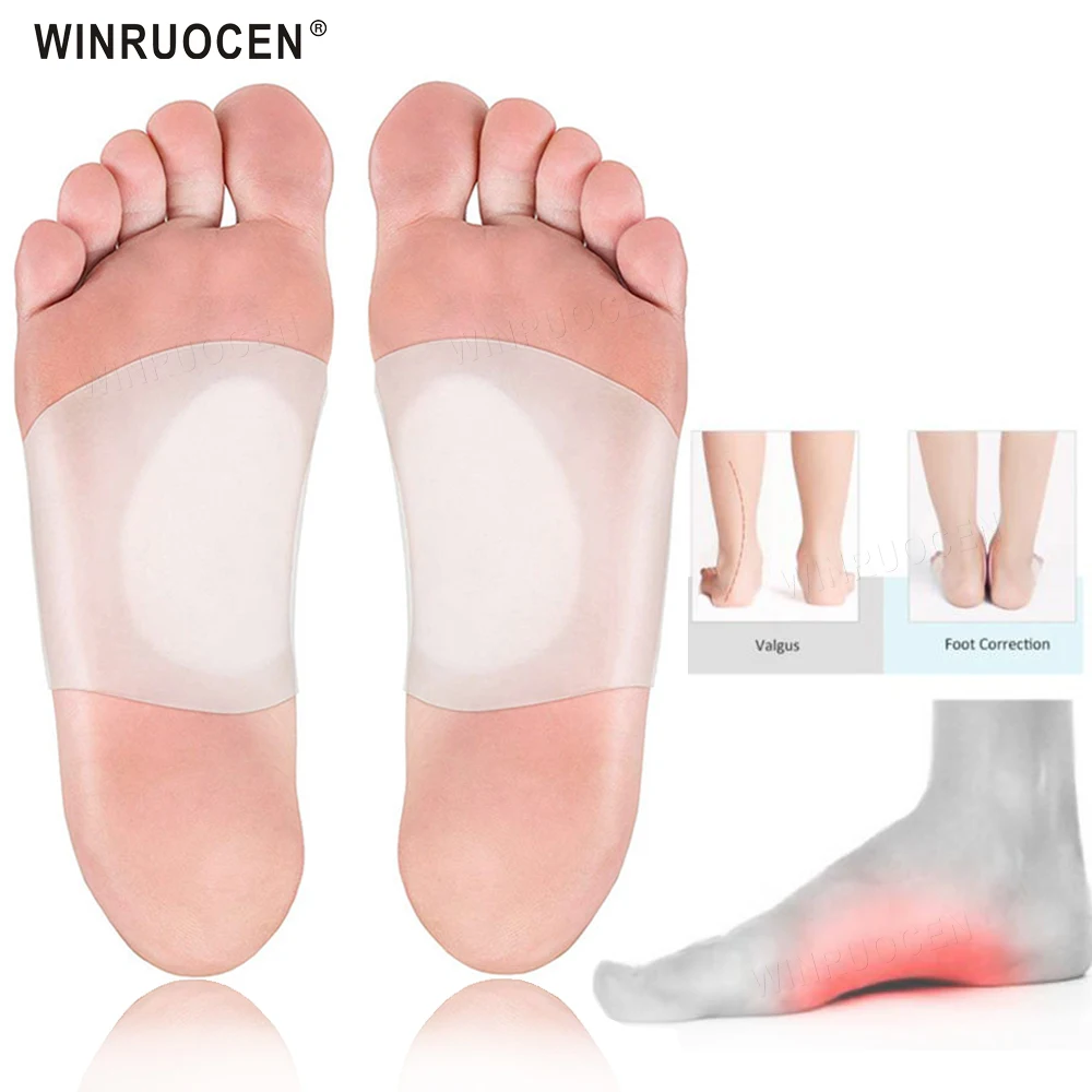 New Silicone Insole Flat Foot Arch Support Orthopedic O-Type Leg Valgus Correction Non Slip Women Men Insoles Feet Care | Обувь