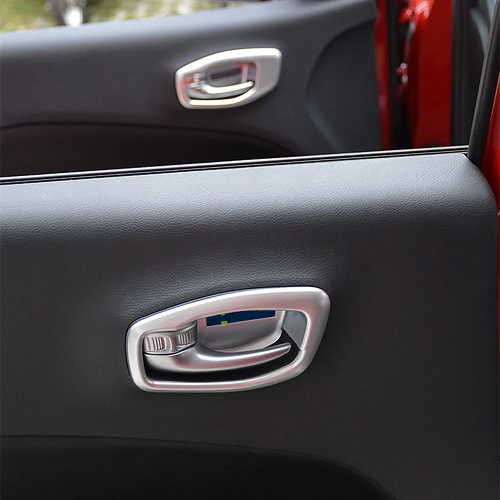 Maniglie Porta Interne Per Jeep Compass 2021-2022 LHD | Coperture In Acciaio Inox Nero | 4 Pezzi