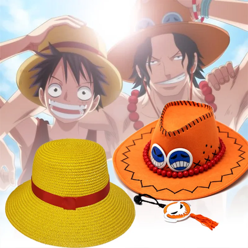 Azione del Anime di Cosplay One Piece Rufy Cappello Staw Ace Cappello Da  Cowboy di Estate a prova di Sole di Un Pezzo Chopper Cosplay della Tela di  canapa caps Regalo per