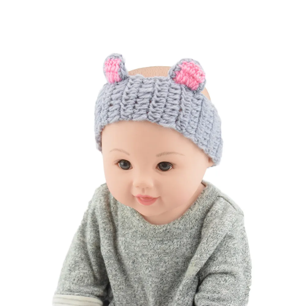 Cute Baby Headband kids rabbit ear knitted hairband woolen hair accessoriesToddler Headwear Hair Band Birthday Gift