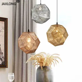 

Nordic Style Pendant Lights Rhomboid Lampshade Hanging Lampliving Room Bedroom Pendant Lamp Stainless Steel LED Bulbs E27 Europe