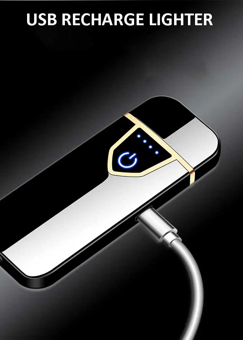 

Metal Electric Lighters Recharging Lighter USB Windproof Cigarette Lighter