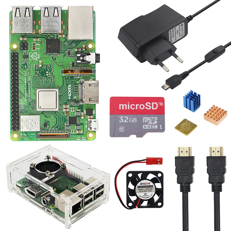 Raspberry Pi 3 Model B + плюс комплект SD картой памяти на 32 ГБ вентилятор 3A переключатель