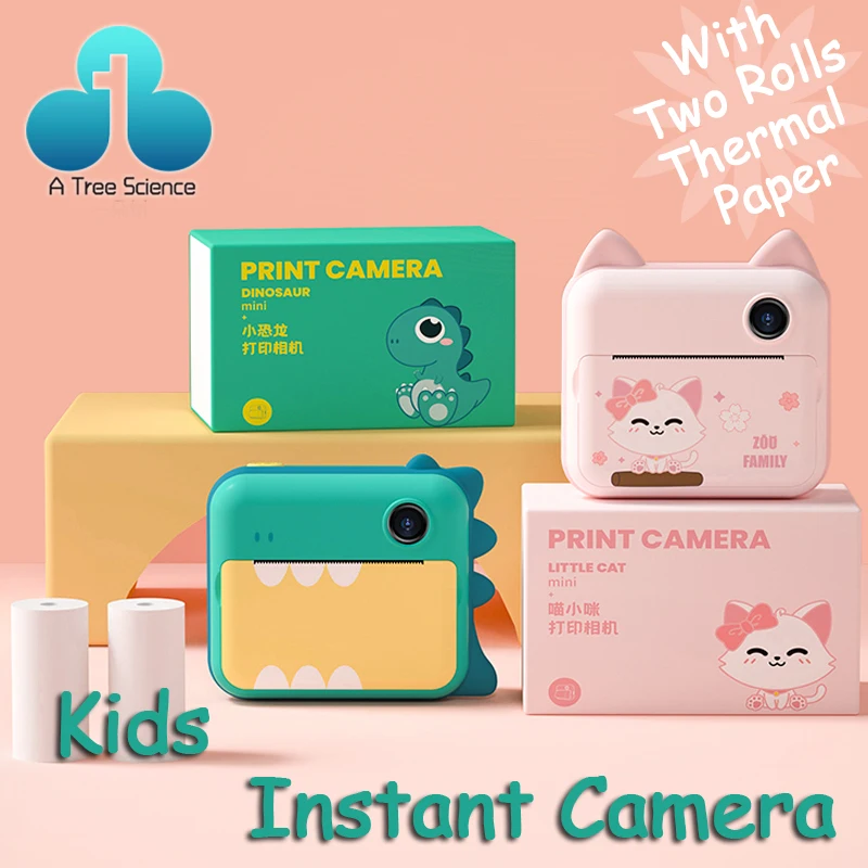Children Instant Camera Print Camera Selfie Camera Thermal Printer Kids Camera Toy with Thermal Paper Birthday Gift For Girl Boy