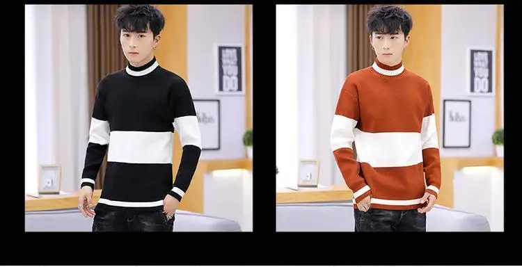 New Men's Sweaters Spring Mens Sweater Half-high collar Knitted Pullovers Homme 3XL Hot Sale Soft Thin Wool Men Sweater