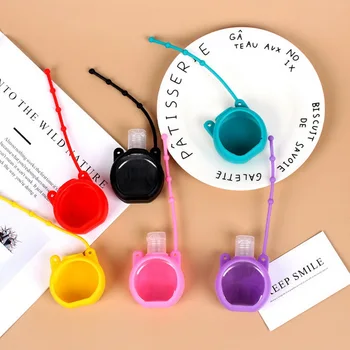 

10PCs Cute Colourful Silicone Mini Hand Sanitizer Holder Travel Portable Gel Holder Hangable Liquid Dispenser Containers