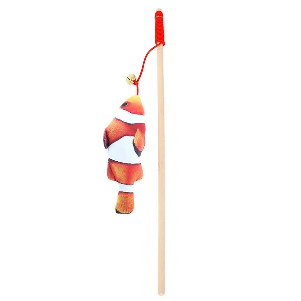 Clownfish Игрушки для кошек Милая забавная палочка для игры с котом плюшевая 3D форма для рыбы с колокольчиком игрушки для кошек Catnip для кошек Интерактивная палка товары для кошек - Цвет: Clownfish