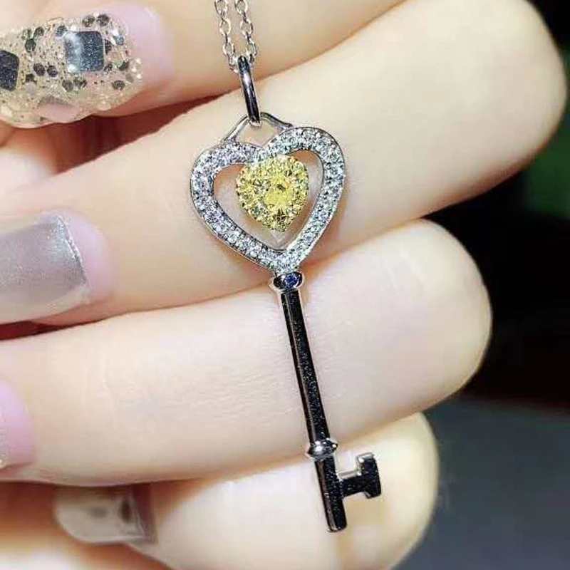 Женское Ожерелье из 18-каратного белого золота с подвеской натуральных