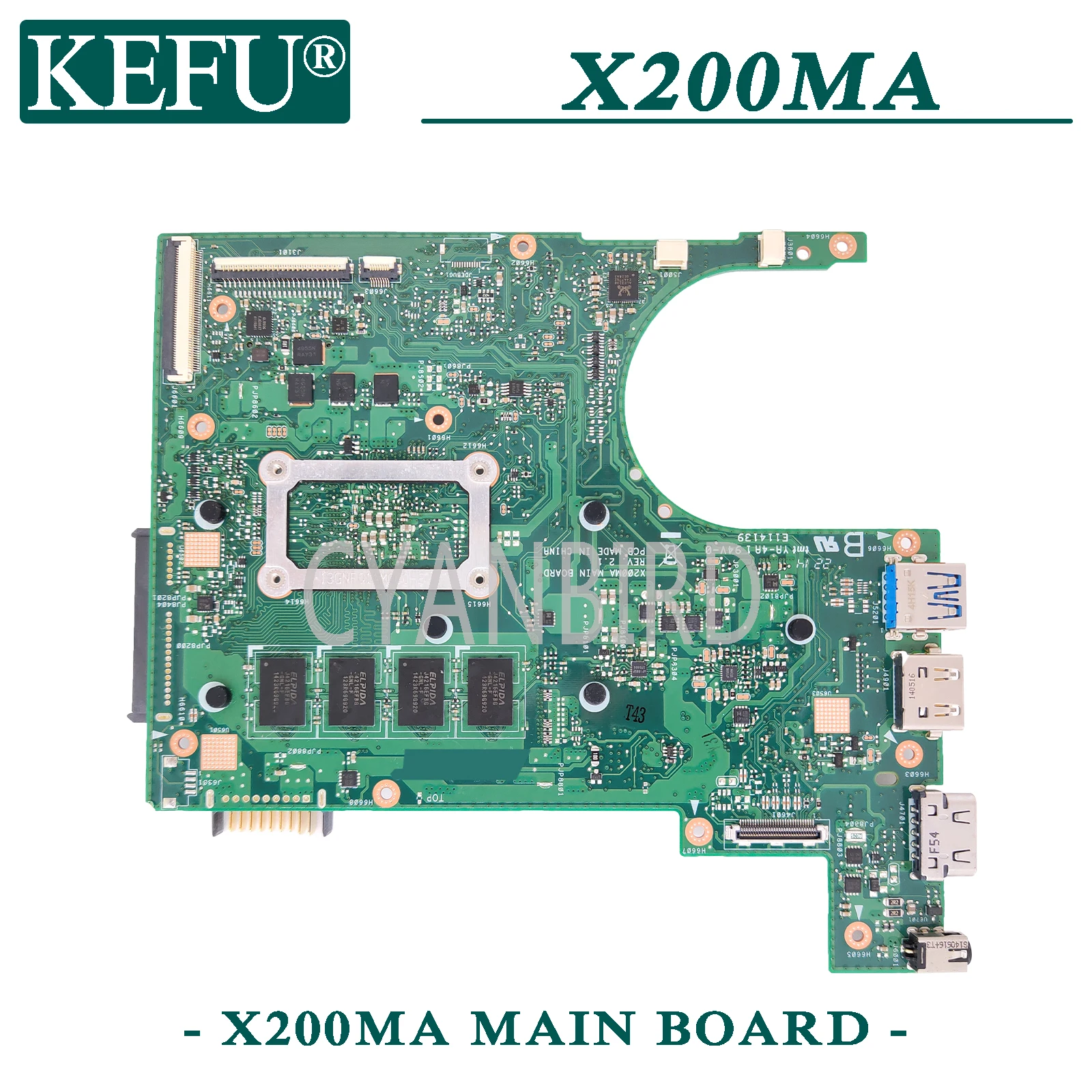 Mainboard para Asus X200m com 4gb-ram Kefu Original Computador Portátil Placa-mãe X200ma F200ma N2830-cpu - Imagem 2