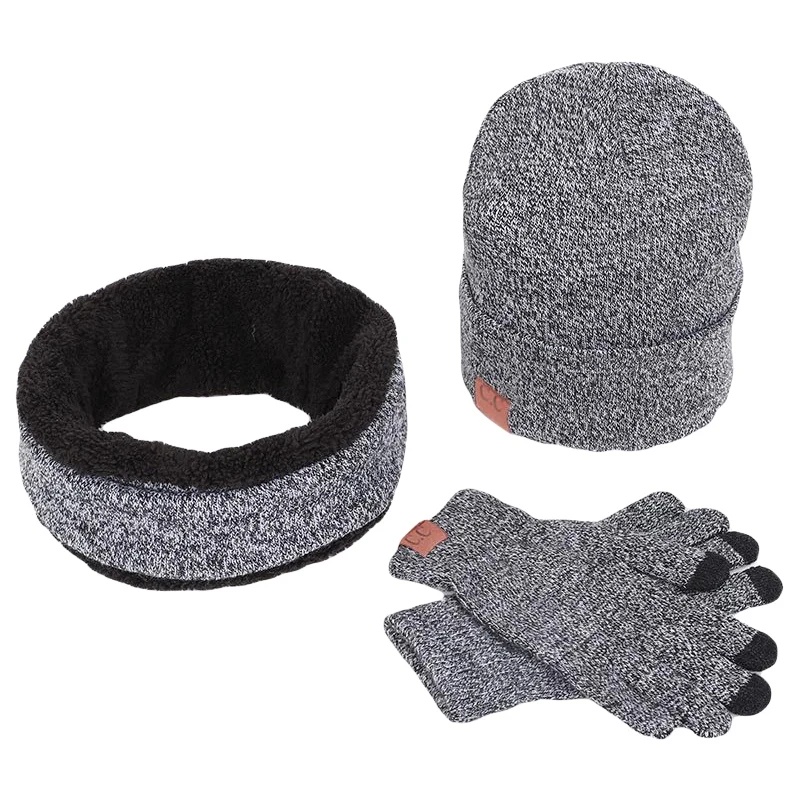 

3pcs/set Winter Warmer Unisex Slouchy Skiing Snowboars Set Hat Scarf Neck Warmer Gloves Winter Set Clothing Fashion Leisure Set