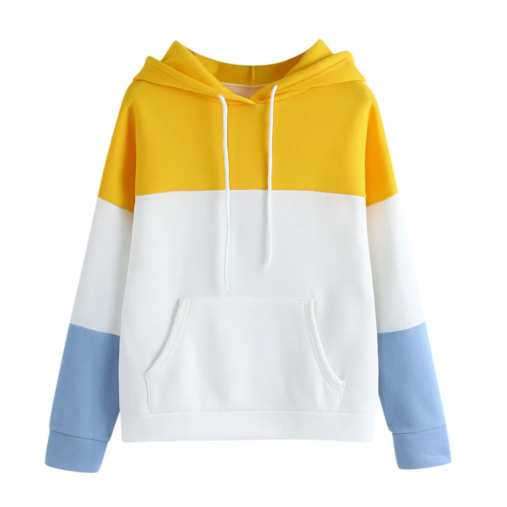 Oversized Pocket Sweatshirt Women's Jumper Plus Size Jogging Hoodie Autumn Winter Ladies Fluffy Long Sleeve Splice Tunic Outfits