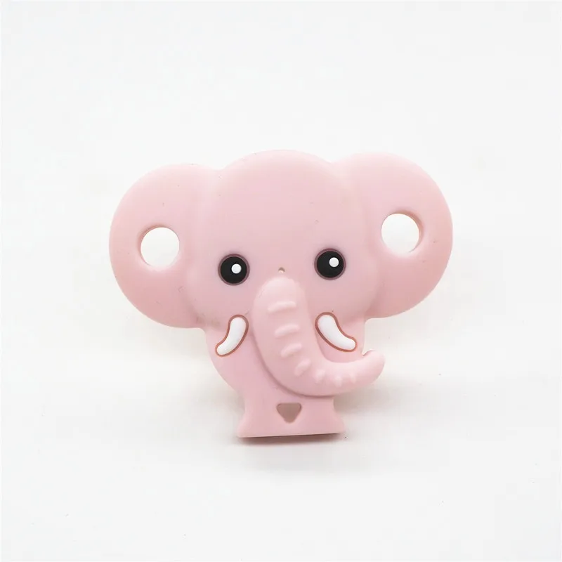 Chenkai 50PCS Silicone Elephant Pacifier Dummy Teether DIY Newborn Infant Baby Nursing Animal Nipple Teething Toy Craft BPA Free - Color: Pastel Pink