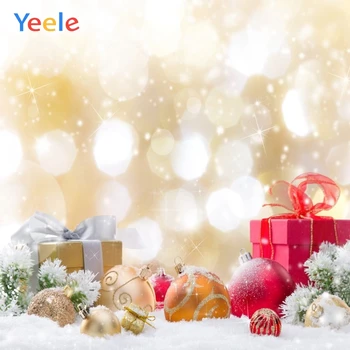

Christmas Tree Winter Snow Gift Golden Ball Backdrop Newborn Baby Vinyl Photography Background For Photo Studio Photophone