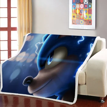 

Cartoon Sonic Blanket Hot Fashion Game Boy Bedroom Blanket Office Sofa Blanket Square Blanket