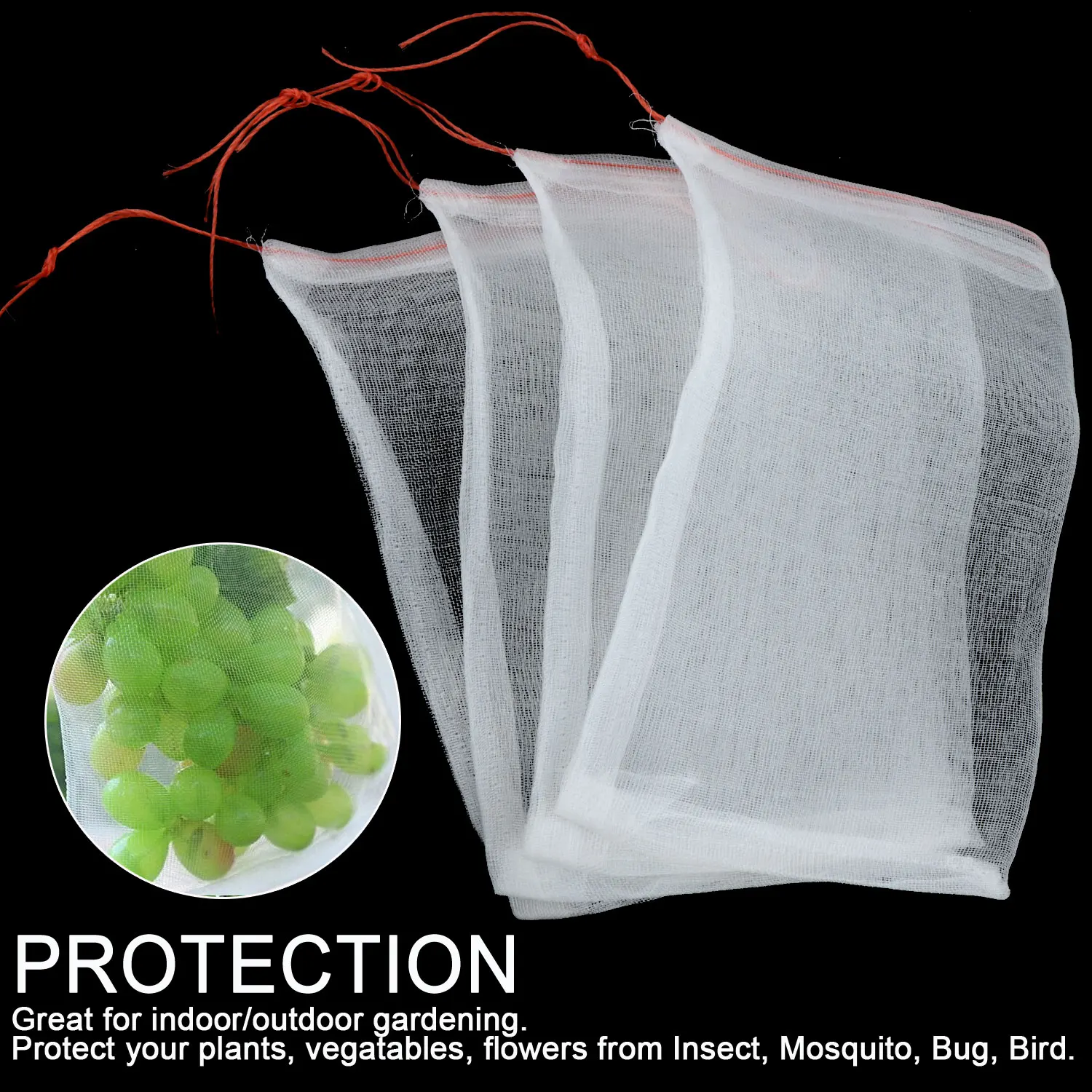 20Pcs Garden Plant Vegetable Fruit Protection Bag Sac white Anti Bird Nylon Mesh Drawstring tool Set Fly Colander Pest Control