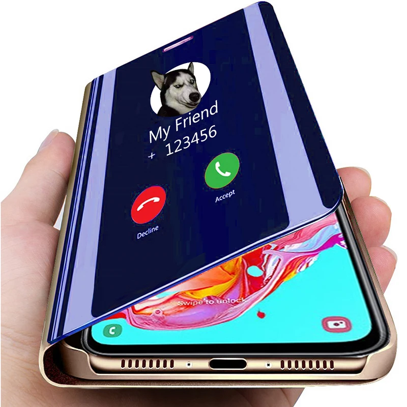 

Mirror Filp case For Samsung Galaxy A70 2019 A705 Smart mirror Leather Book Cover on For Samsung A70 A 70 SM A705 6.7 inch Funda