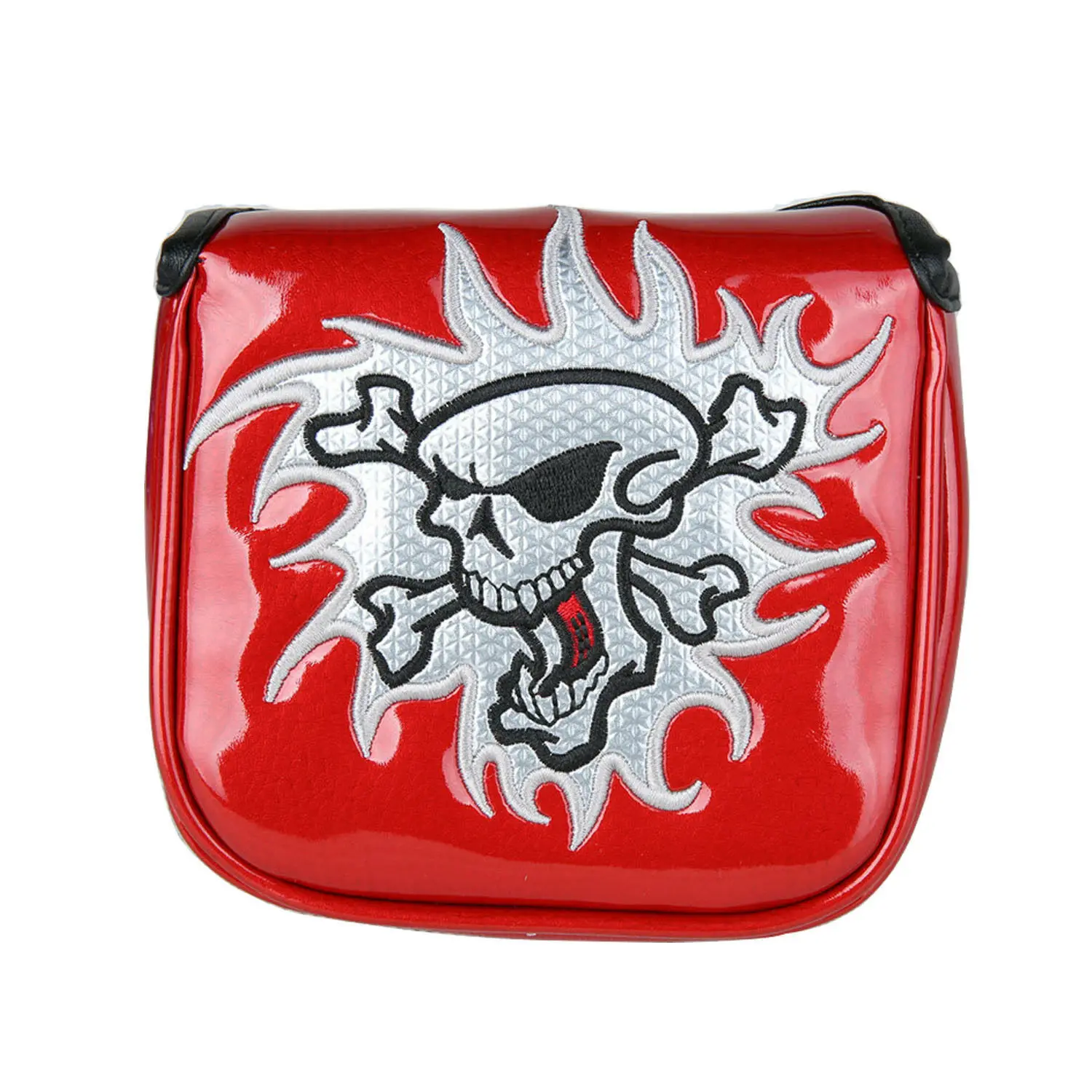 

Red Skull Golf Mallet Putter Head Cover With Magnetic Closure Synthetic Leather Putter Square Headcovers Protector