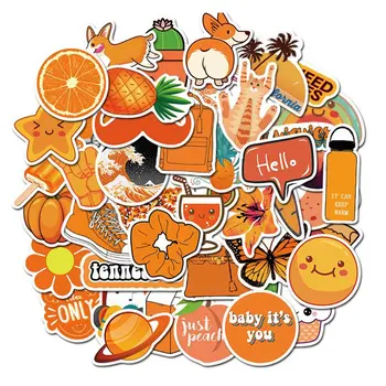 

50 PCS Orange Cartoon Small Fresh Sticker Waterproof Girl Stickers For Fridge Skateboard Suitcase Graffiti Computer Sticker