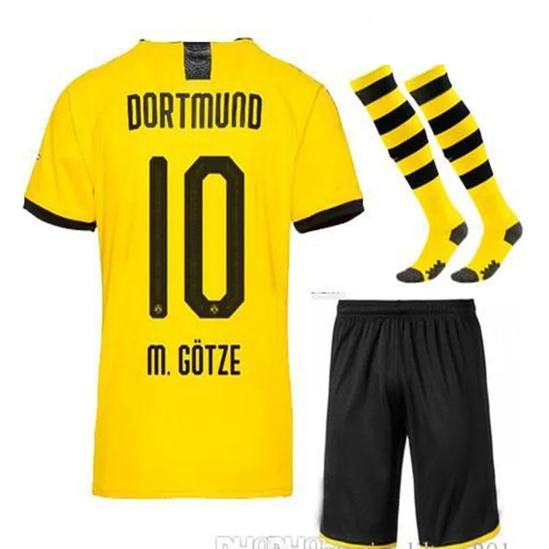 Набор для взрослых, 19/20, Дортмунд, Футбольная Футболка,,, GOTZE REUS PULISIC WITSEL, Детские майки, 19, 20, Dortmund, футбольная рубашка