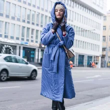 Fashion Winter Warm Parkas Women Fashion Long Straight Loose Coats Women Elegant Long Cotton Hooded Jackets Female Ladies