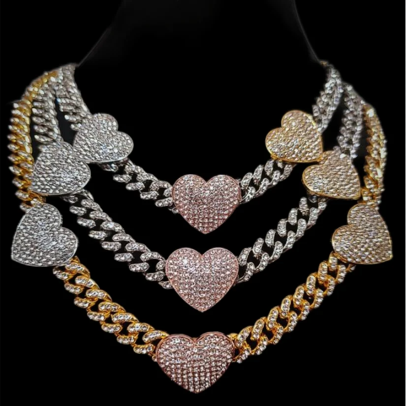 Ожерелье из кубинской цепи с кристаллами для женщин и мужчин | Украшения