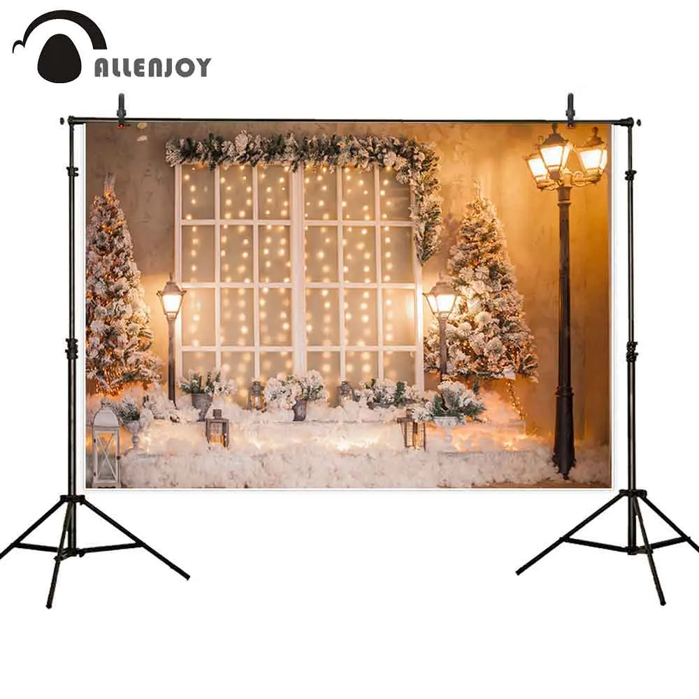 Фотофон allenjoy фон с изображением рождественской елки окна ночной блеск уличный