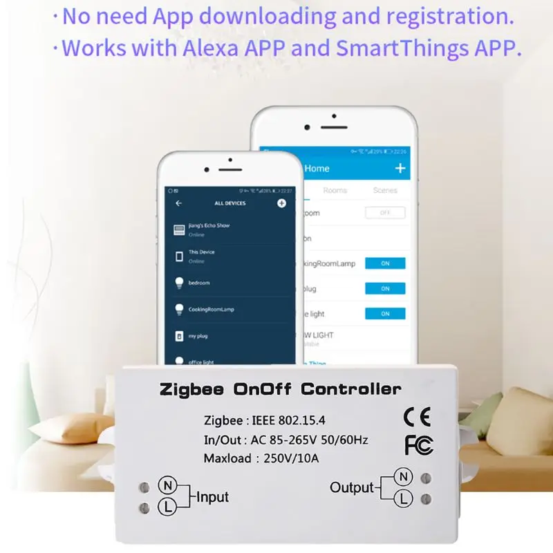 Zigbee вкл/выкл управление Лер умный переключатель приложение дистанционное управление Умный дом модуль AC85-265V 10A Прямая поставка поддержка
