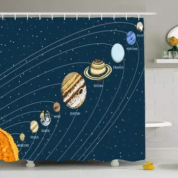 

Shower Curtain Set with Hooks 72x72 Cosmic Pluto Planets Uranus Earth Alien Solar System Hand Moon Star Set Sun Mercury Science