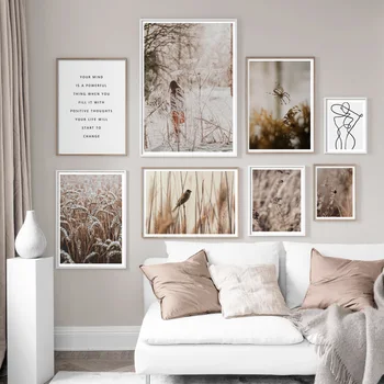 

Autumn Nature Wheat Plant Leaf Line Quote Wall Art Canvas Painting Nordic Posters And Prints Wall Pictures For Living Room Decor