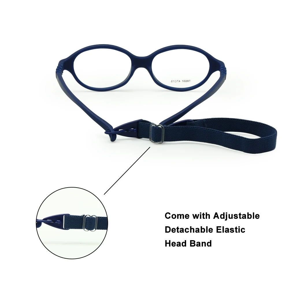 Kids Glasses One-piece Kids Glasses No Screw with Plano Lenses Size 47mm, Bendable Boy's Glasses & Strap, Durable Safe Children Frame