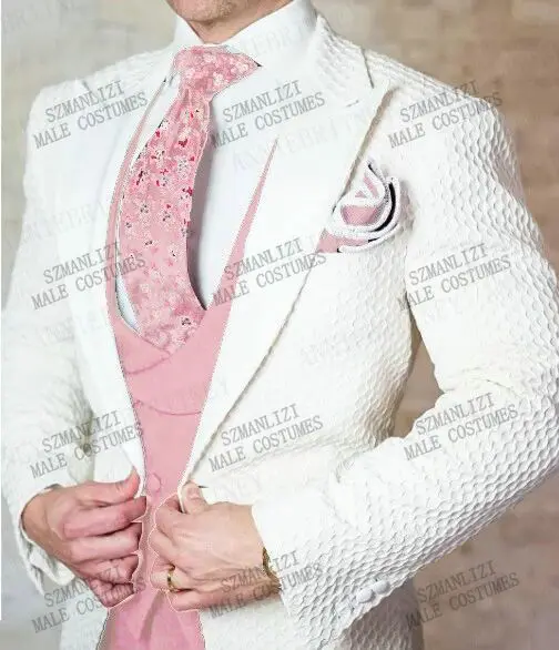 white tux pink shirt
