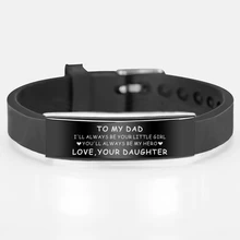 Роскошный для моего папы Черный Нержавеющая сталь силиконовый браслет на запястье Мода Adjustbale Wristand мужские ювелирные изделия любовь подарки Прямая поставка