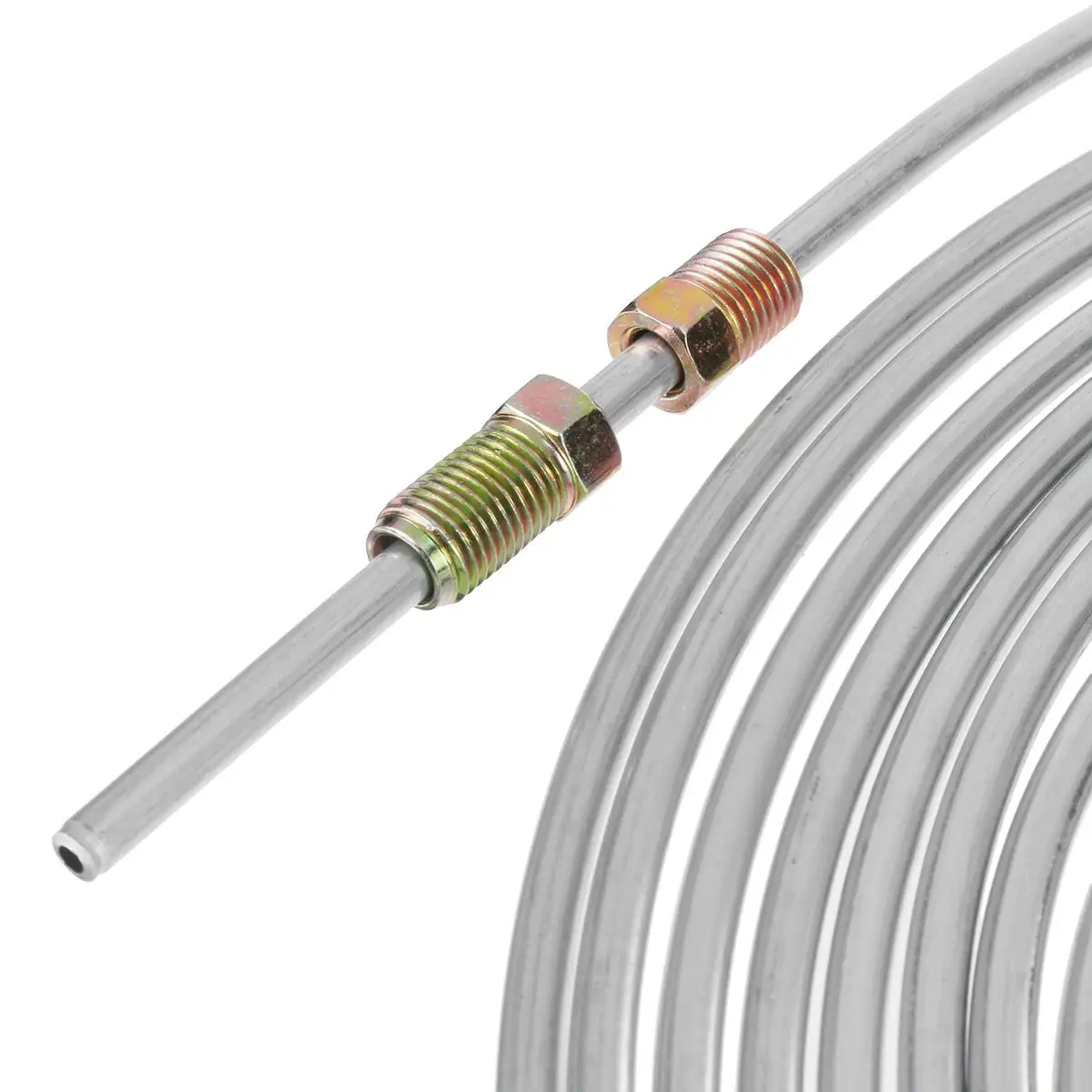 7.62M Car Roll Tube Coil of 3/16"OD Steel Zinc Brake Pipe Hose Line Piping Tube Tubing Anti-rust with 15PCS Nuts Fittings
