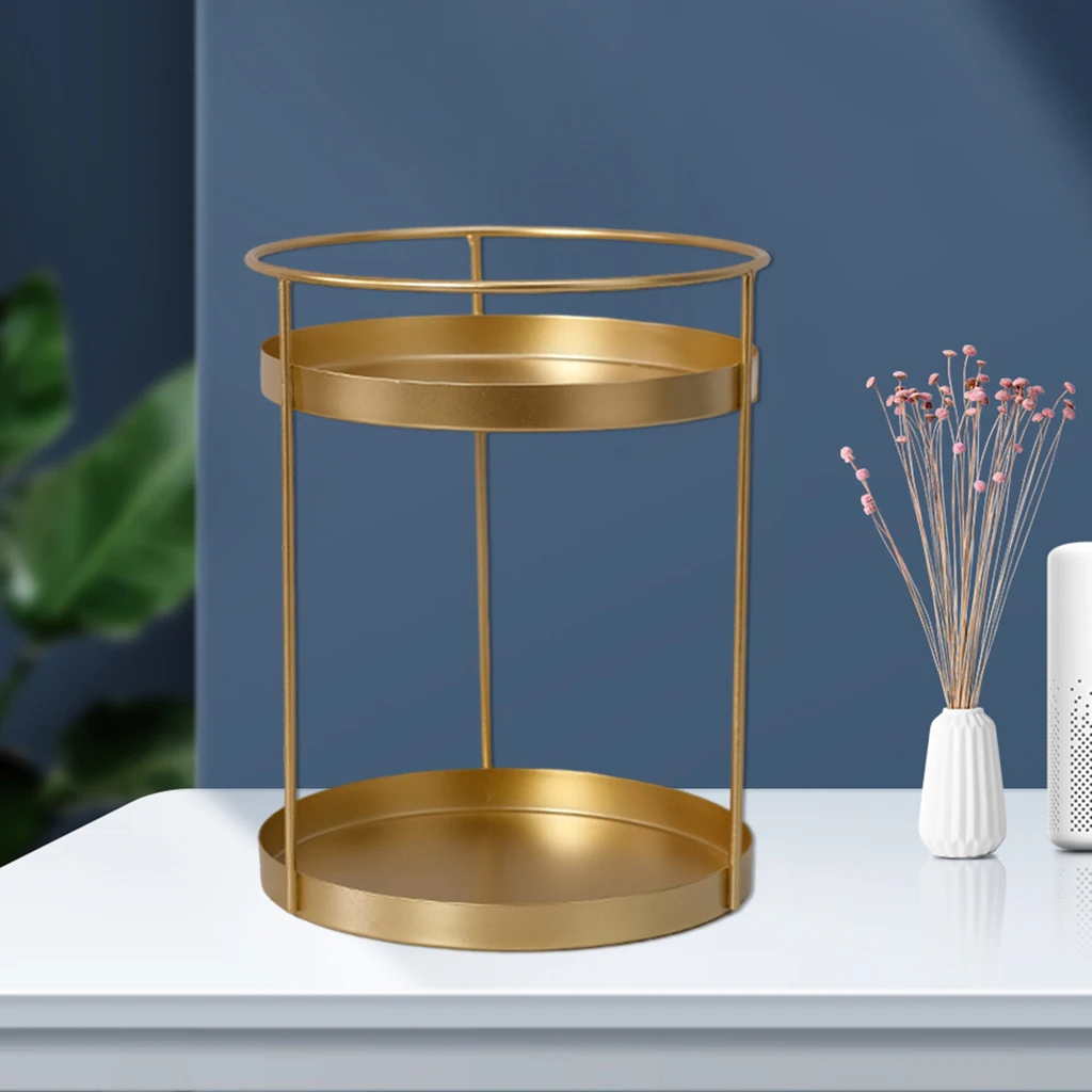 Metal Makeup Organizer Vanity Storage Rack Creams Jewelry Display Stand Tray Decorative Lipstick Organizing Tray Plate 2