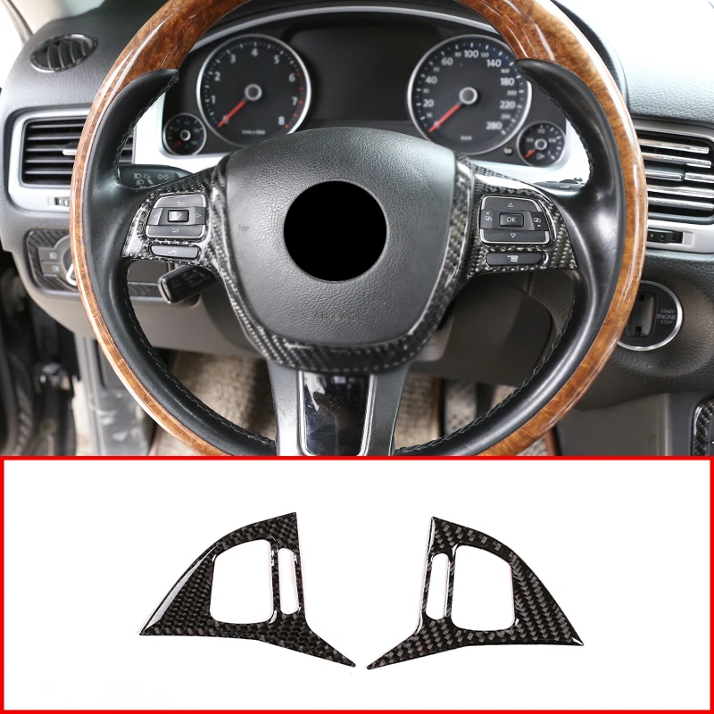 

For Volkswagen Touareg 2011-2018 Rea Carbon Fiber 3D Sticker Steering Wheel Panel Switch Button Cover Interior Accessories