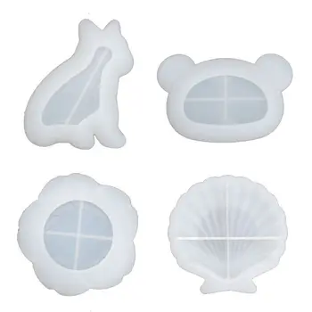 

Cute Dish Resin Mold Bulldog Shell Bear Flower Plate Silicone Resin Dish Mould