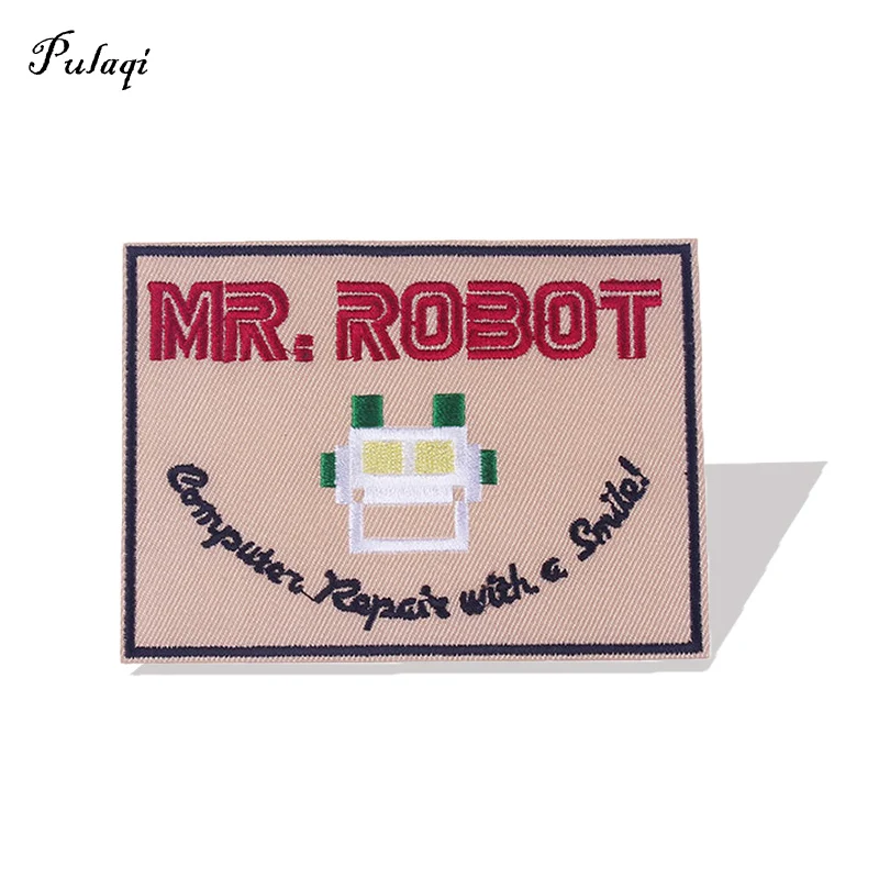 Pulaqi нашивки с надписью Mr.Robot для одежды вышивкой сделай сам декоративные тканевые