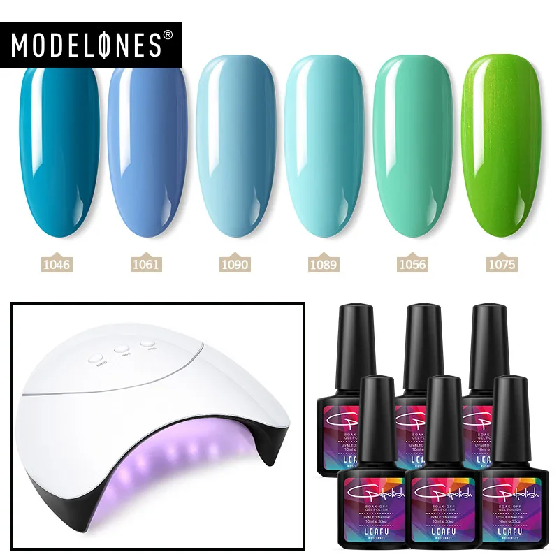36W LED LAMP KITS Modelones 7Pcs/Lot Nail Lamp Semi Permanent Led Gel Polish Kits Smart Sensor 36W/48W UV Lamp Nail Cure Machine Gel Lacquer Kits - Цвет: 36W LED LAMP KITS