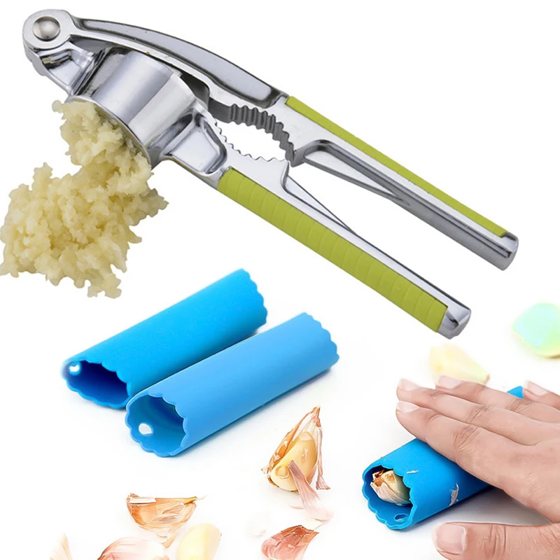 

Garlic Press Walnut Open Tools Crusher Mincer Chopper Silicone Stripper TubeGarlic Press Crusher with Walnut Open Tools